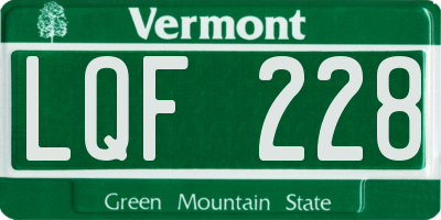 VT license plate LQF228