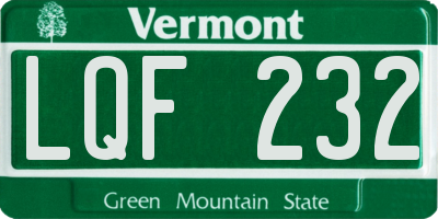 VT license plate LQF232