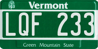VT license plate LQF233
