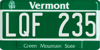 VT license plate LQF235