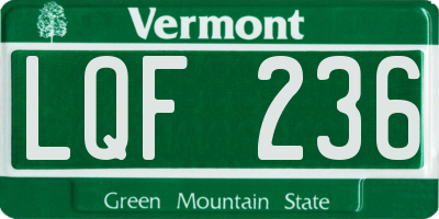 VT license plate LQF236