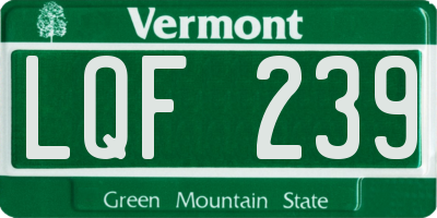 VT license plate LQF239
