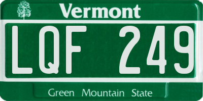 VT license plate LQF249