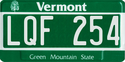 VT license plate LQF254