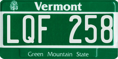 VT license plate LQF258