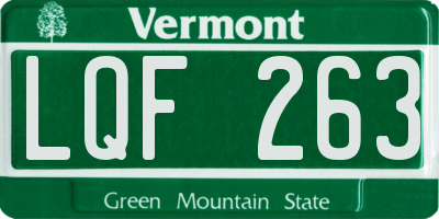VT license plate LQF263