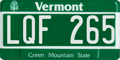 VT license plate LQF265