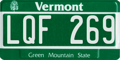 VT license plate LQF269