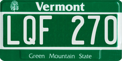 VT license plate LQF270