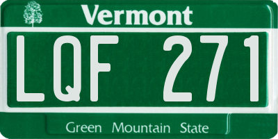 VT license plate LQF271