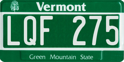 VT license plate LQF275