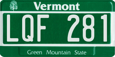 VT license plate LQF281
