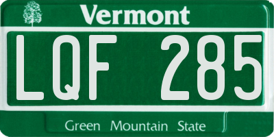 VT license plate LQF285
