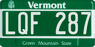 VT license plate LQF287