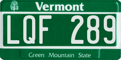 VT license plate LQF289