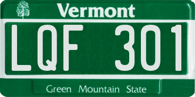 VT license plate LQF301