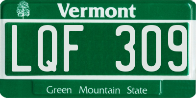 VT license plate LQF309