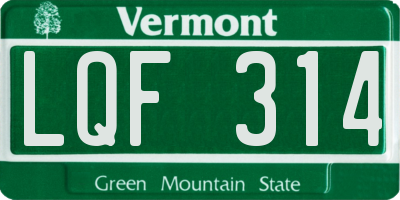 VT license plate LQF314