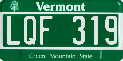 VT license plate LQF319