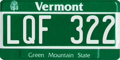 VT license plate LQF322