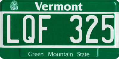 VT license plate LQF325
