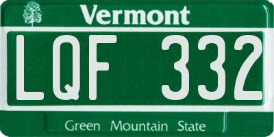 VT license plate LQF332