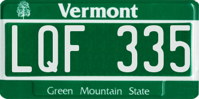 VT license plate LQF335