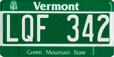 VT license plate LQF342