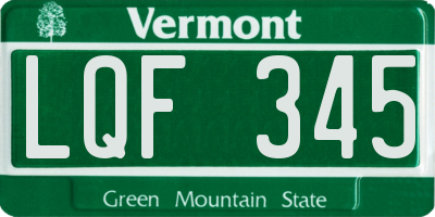 VT license plate LQF345