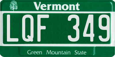 VT license plate LQF349