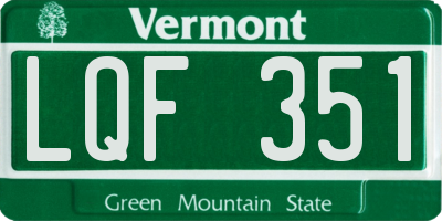 VT license plate LQF351