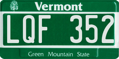 VT license plate LQF352
