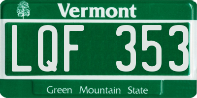 VT license plate LQF353