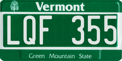 VT license plate LQF355