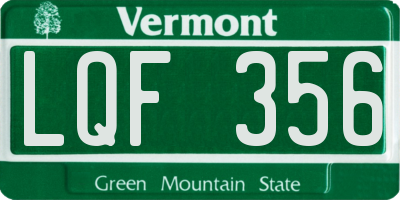 VT license plate LQF356