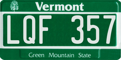 VT license plate LQF357