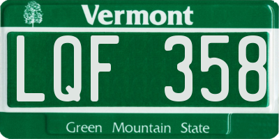 VT license plate LQF358