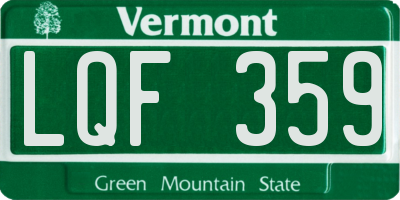 VT license plate LQF359