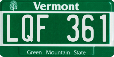 VT license plate LQF361