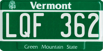 VT license plate LQF362