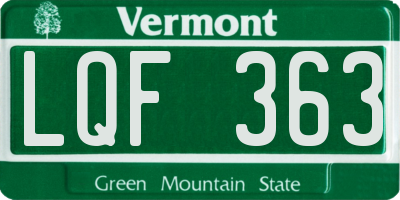 VT license plate LQF363