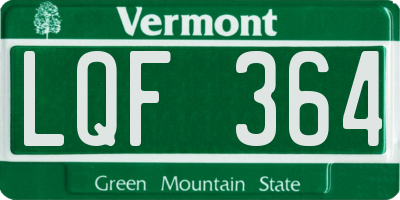 VT license plate LQF364