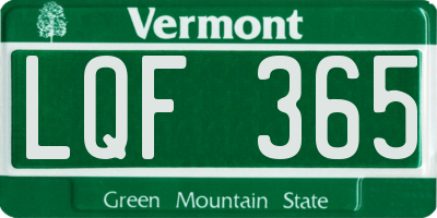 VT license plate LQF365