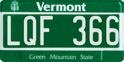 VT license plate LQF366