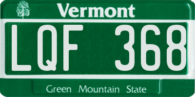 VT license plate LQF368