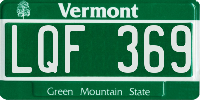VT license plate LQF369