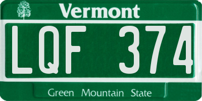 VT license plate LQF374