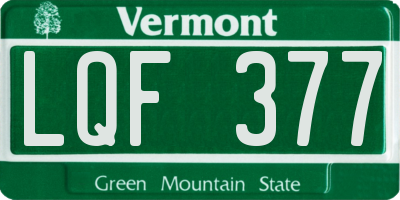 VT license plate LQF377