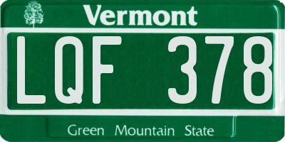 VT license plate LQF378