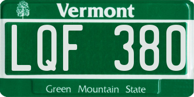 VT license plate LQF380